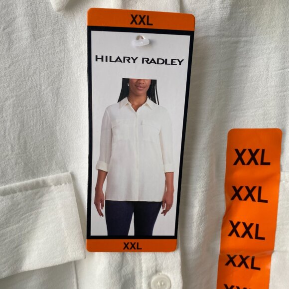 HILARY RADLEY women Ivory Button Up Collared Shirt Long Sleeve Lightweight - Picture 2 of 12